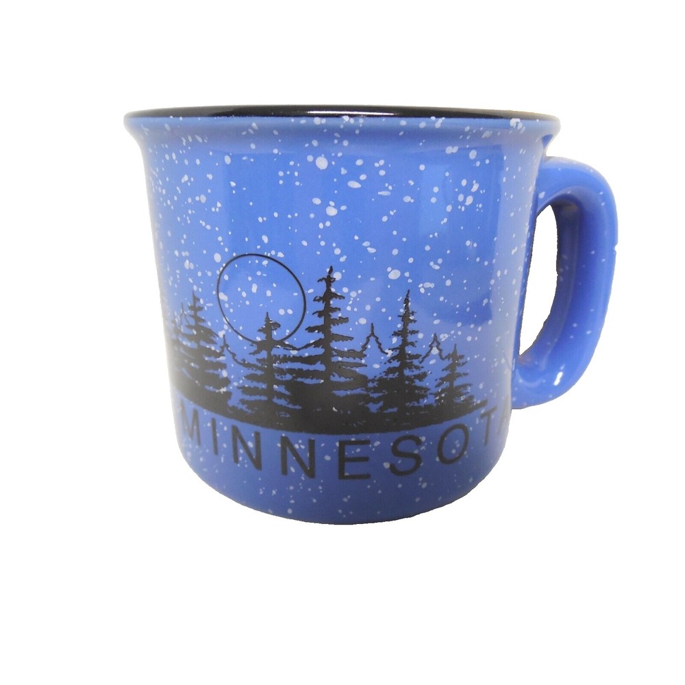 MINNESOTA STONEWARE SPECKLED COFFEE MUG / CUP Pine Trees Landscape